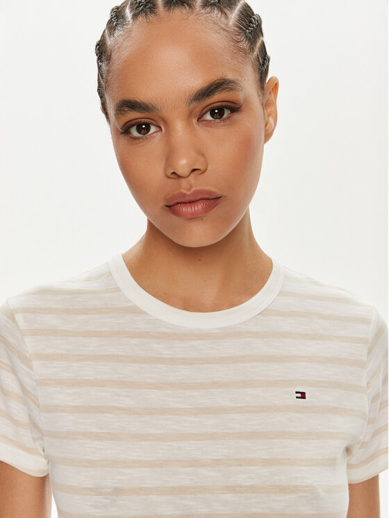Tommy Hilfiger Tommy Hilfiger T-särk 1985 WW0WW37857 Beež Slim Fit