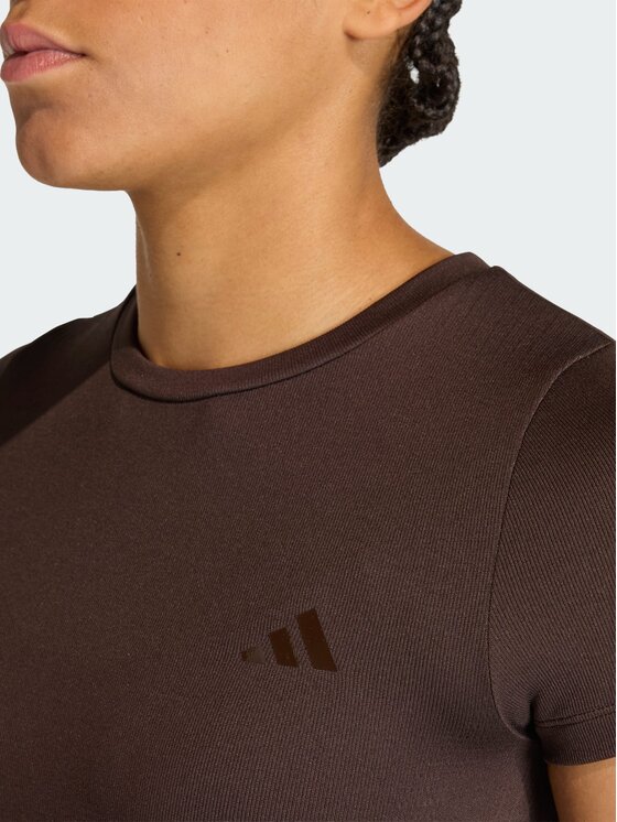 adidas adidas Koszulka techniczna 158656 Brązowy Fitted Fit