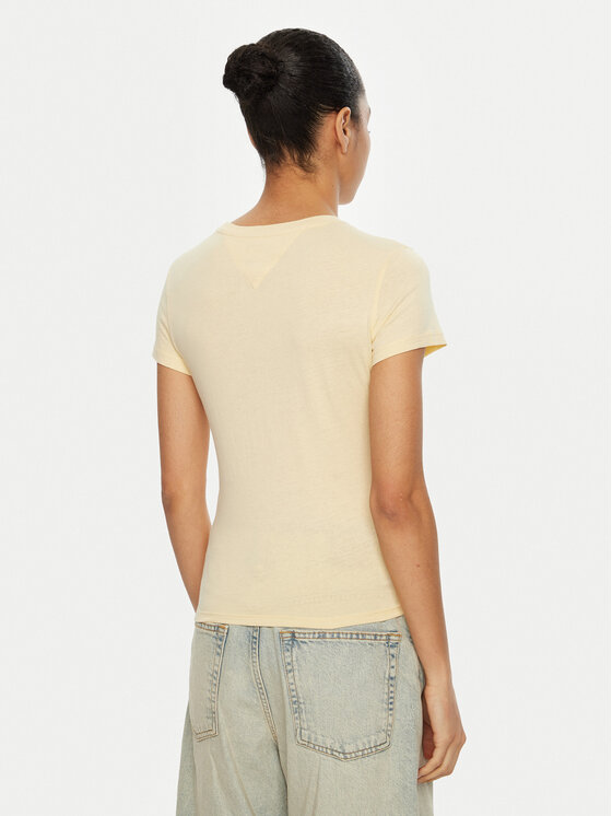 Tommy Jeans Tommy Jeans Tričko Linear DW0DW18398 Žltá Slim Fit