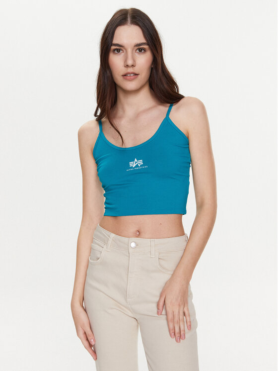 Alpha Industries Topiņš Basic 116082 Zils Cropped Fit