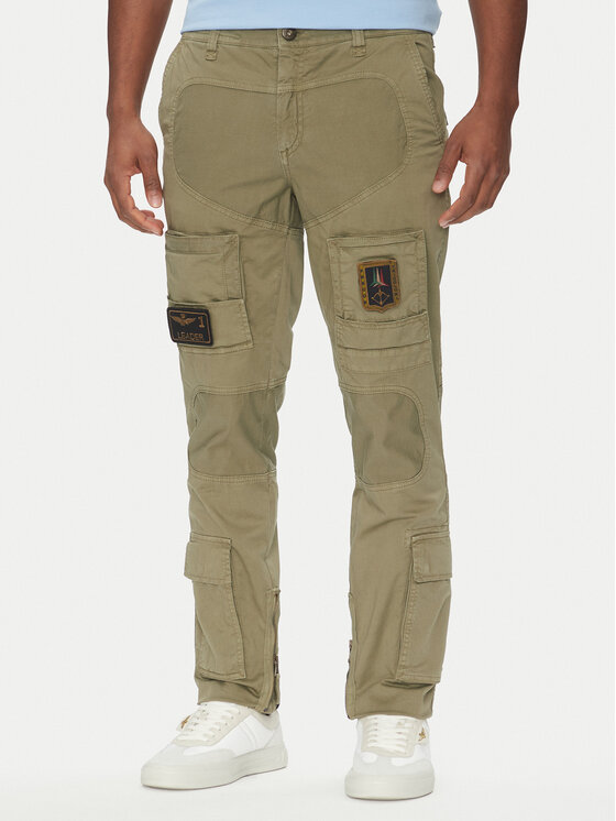 Aeronautica Militare Bavlnené nohavice 251PA1387CT1493 Kaki Regular Fit