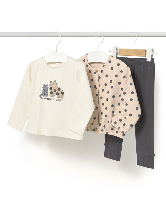 Mayoral Mayoral Set hanorac, bluză și leggings 2743 Bej Regular Fit