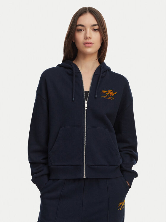 Tommy Hilfiger Hanorac Terry WW0WW47845 Bleumarin Relaxed Fit