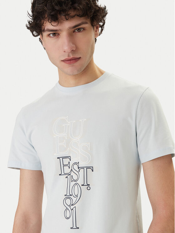 Guess Guess Tricou M6GI10 K2991 Albastru celest Slim Fit