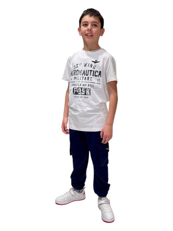 T-Shirt Aeronautica Militare, Rozmiar 8Y, Biały, 251ts0022ajrj697-w01