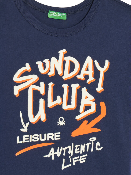 United Colors Of Benetton United Colors Of Benetton Marškinėliai 3JERG10JQ Tamsiai mėlyna Regular Fit