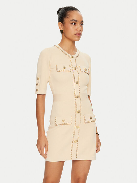 Elisabetta Franchi Elisabetta Franchi Kootud kleit AM-92B-46E2 Beež Regular Fit