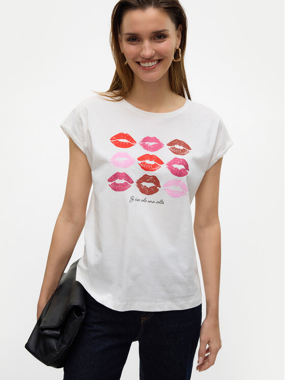Vero Moda Vero Moda T-shirt Cysma 10328272 Bijela Regular Fit