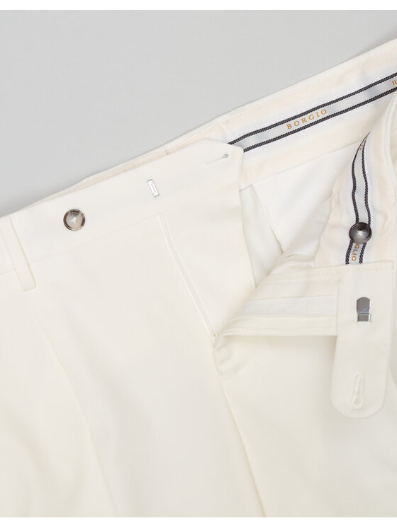 Borgio Borgio Spodnie garniturowe lido Biały Slim Fit