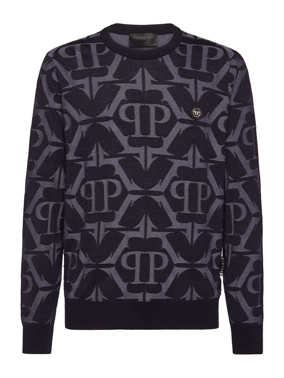PHILIPP PLEIN PHILIPP PLEIN Sweter 1711 Niebieski jasny Regular Fit