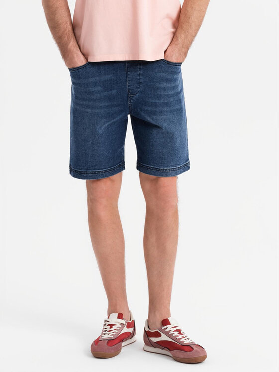 Ombre Ombre Szorty jeansowe OM-SRDS-0192 Granatowy Regular Fit