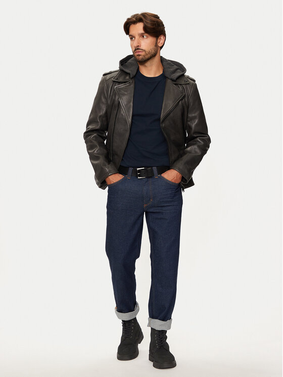 Mustang Mustang Lederjacke 310-23-167 Schwarz Regular Fit