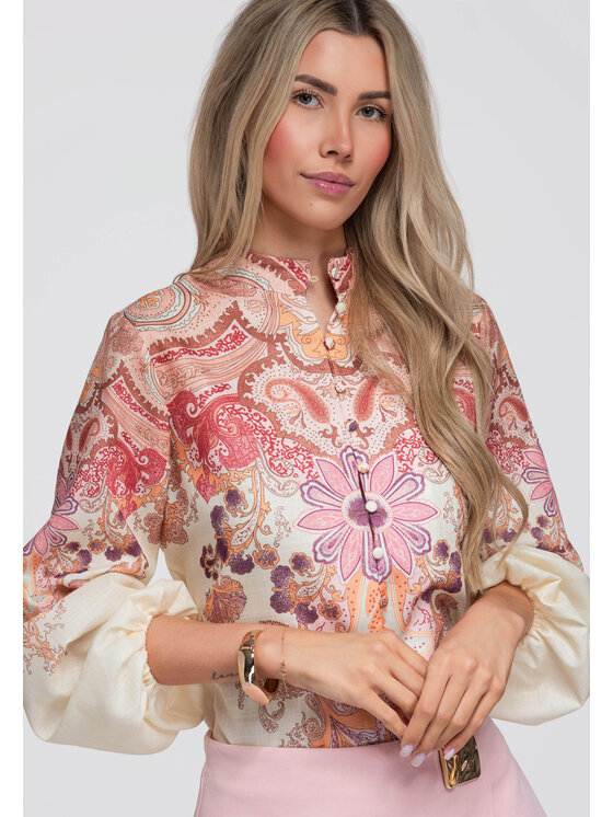 Ombre Ombre Koszula OW-SH-E0062 Żółty Loose Fit
