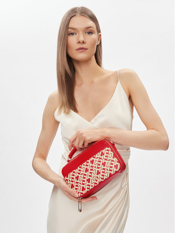 Tommy Hilfiger Tommy Hilfiger Ročna torba Iconic Tommy Camera Bag Mono AW0AW16083 Rdeča