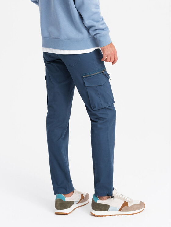 Ombre Ombre Spodnie cargo OM-PACG-0196 Granatowy Regular Fit