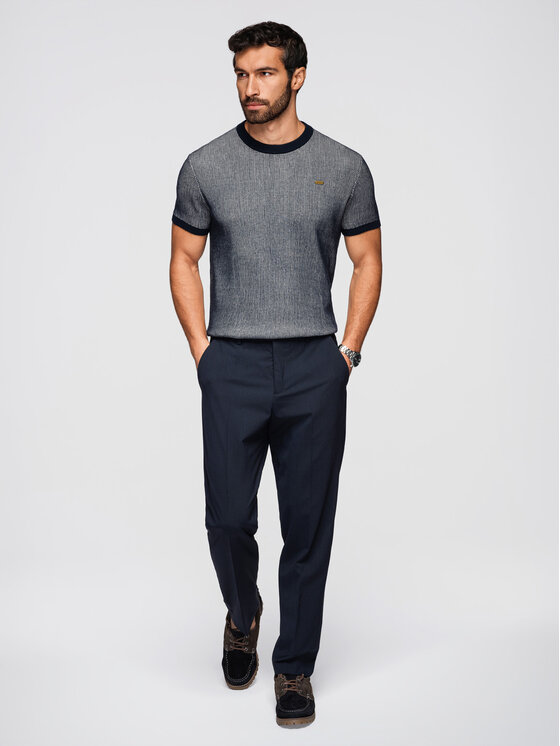 Ombre Ombre T-Shirt OM-TSCT-0265 Granatowy Regular Fit