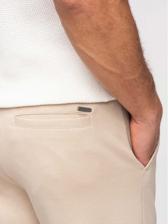 Ombre Ombre Spodnie materiałowe OM-PACP-0292 Beżowy Carrot Fit