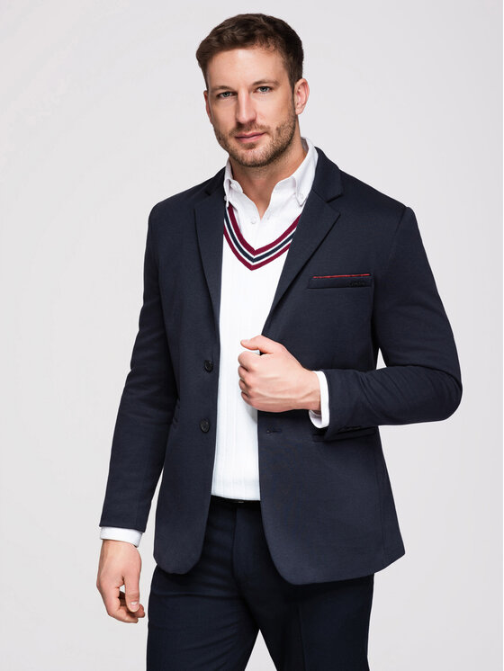 Ombre Ombre Marynarka M170 Granatowy Slim Fit