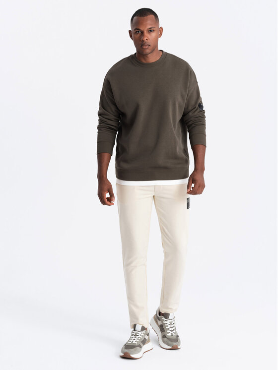Ombre Ombre Spodnie dresowe OM-PASK-0167 Beżowy Regular Fit