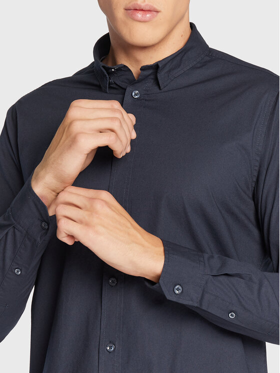 Solid Solid Риза 21103247 Тъмносин Slim Fit