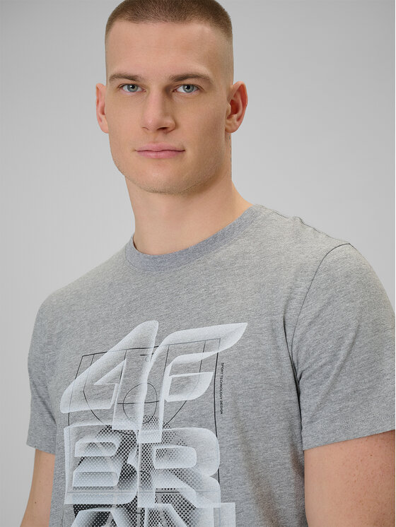 4F 4F T-Shirt WINTER CODE Szary jasny Regular Fit