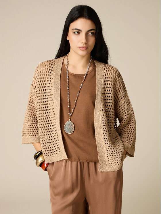 Oltre Oltre Cardigan M575E001970N002 Crema Baggy Fit