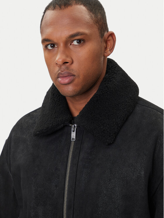 BOSS BOSS Geacă de piele Jonier 50547567 Negru Relaxed Fit