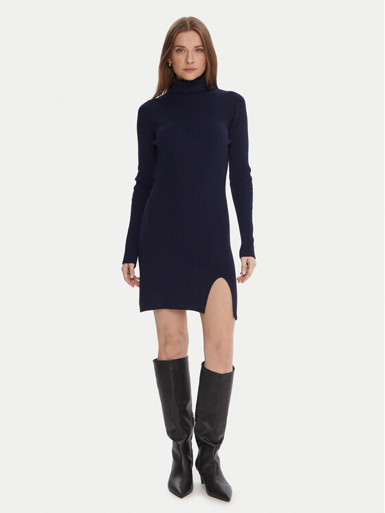 Kontatto Kontatto Trikotažinė suknelė 3M0827C Tamsiai mėlyna Slim Fit