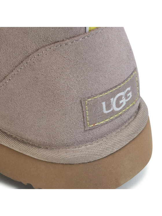 靴 UGG CLASSIC MINI II GRAPHIC LOGO 1110083 UGG Classic Mini II Graphic Logo 1110083 Sz 9 Oyster/ Neon