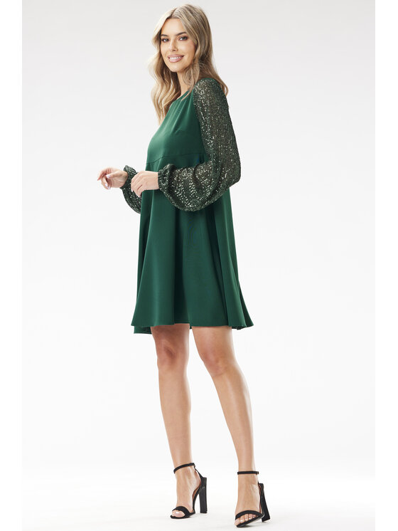 Awama Awama Večerné šaty A694 Zelená Basic Fit