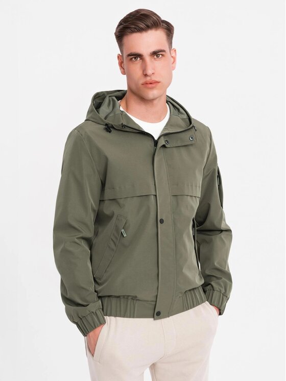 Ombre Ombre Kurtka przejściowa OM-JANP-0225 Zielony Regular Fit
