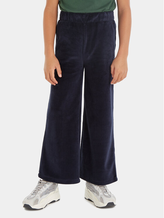 Tommy Hilfiger Tommy Hilfiger Donji dio trenerke KG0KG07409 M Tamnoplava Wide Leg