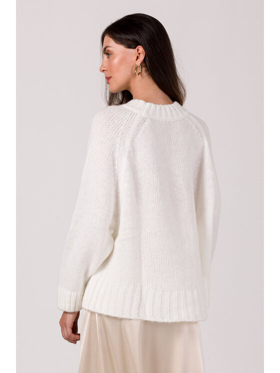BeWear BeWear Sweter BK105 Biały Comfortable Fit