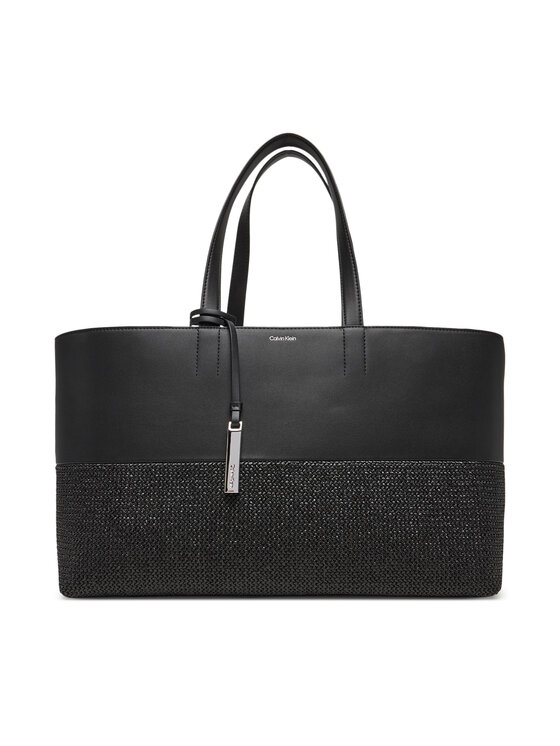 Calvin Klein Calvin Klein Torbica Ck Mixmedia Shopper_Raffia K60K613167 Crna