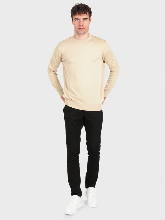 Evenemen Evenemen Sweter Round Neck Beige Beżowy Slim Fit