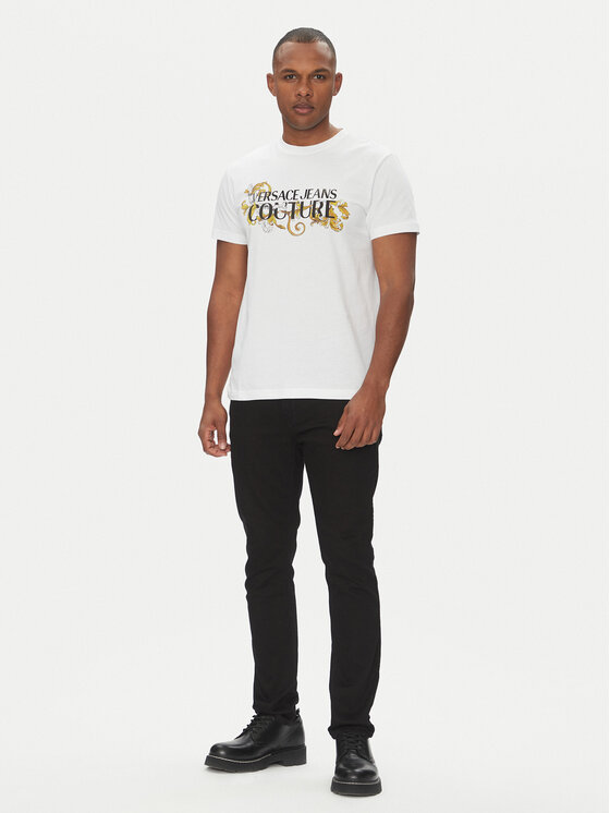 Versace Jeans Couture Versace Jeans Couture Tričko 78GAHC05 Biela Regular Fit
