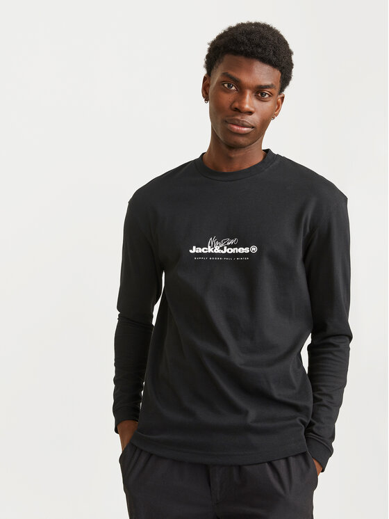Jack&Jones Jack&Jones Majica dugih rukava Charlie 12265426 Crna Regular Fit