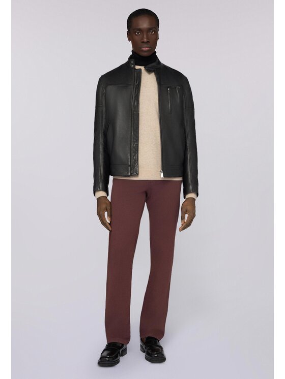 Trussardi Trussardi Kurtka skórzana R301M000004N033 Czarny Regular Fit