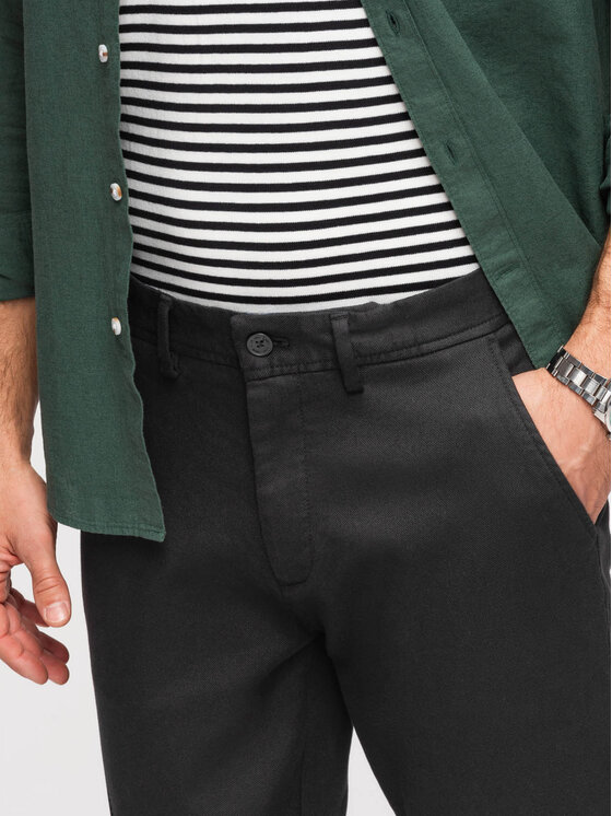 Ombre Ombre Chinosy OM-PACP-0294 Czarny Slim Fit