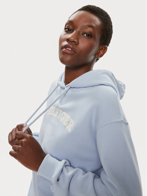 Tommy Hilfiger Tommy Hilfiger Світшот Monotype Flock WW0WW41236 Блакитний Relaxed Fit