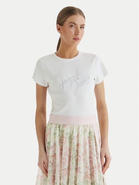JOOP! Jeans JOOP! Jeans Тишърт Tineta 10019315 30102094 Бял Regular Fit