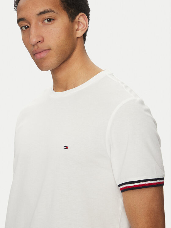 Tommy Hilfiger Tommy Hilfiger T-krekls Global Stripe MW0MW38630 Balts Regular Fit