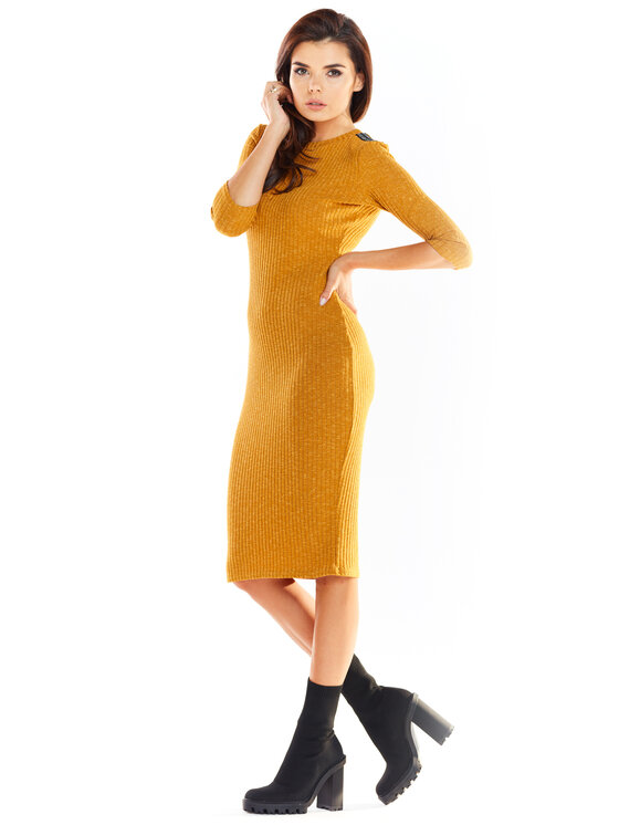 Awama Awama Vestito di maglia A321 Marrone Basic Fit
