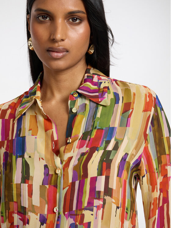 Elena Mirò Elena Mirò Camicia 5001P000316N041 Crema Regular Fit