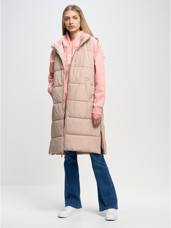 BIG STAR BIG STAR Bezrękawnik NEMUNA_801_130 Beżowy Basic Fit