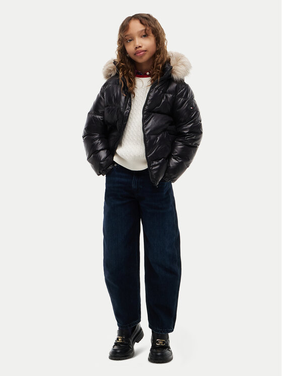 Tommy Hilfiger Tommy Hilfiger Пухено яке Essential KG0KG09673 Черен Regular Fit