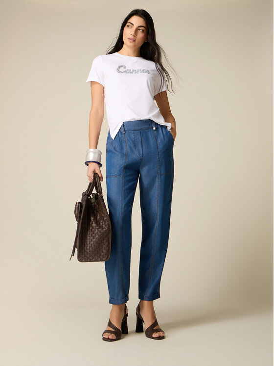 Oltre Oltre Jeansy P404J002552N024 Niebieski Boy Fit