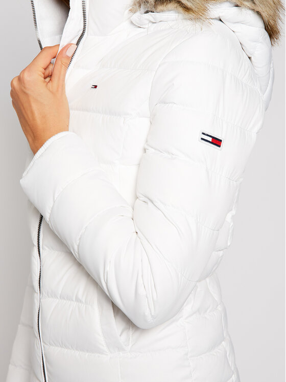 Tommy Jeans Tommy Jeans Pūkinė striukė Basic Hooded DW0DW08588 Balta Slim Fit
