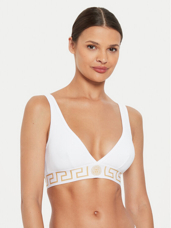 Versace Reggiseno Bralette AUD01047 1A10011 Bianco, taglia : 4