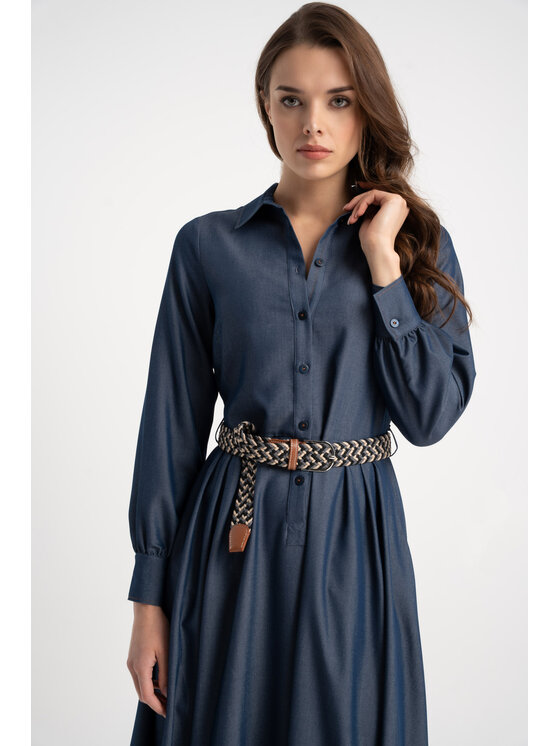 CLICK CLICK Φόρεμα καθημερινό 60-6158 Σκούρο μπλε Regular Fit